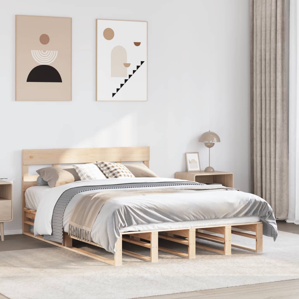 Letto senza Materasso 140x190 cm in Legno Massello di Pino | homemem39