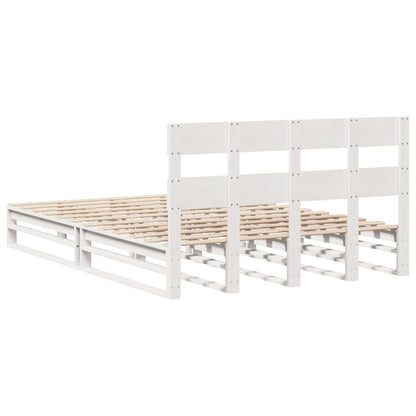 Letto senza Materasso Bianco 140x190 cm Legno Massello di Pino | homemem39
