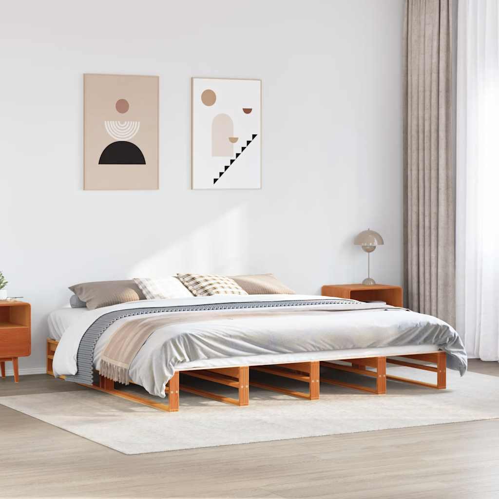 Letto senza Materasso Marrone Cera 180x200 cm in Legno di Pino
