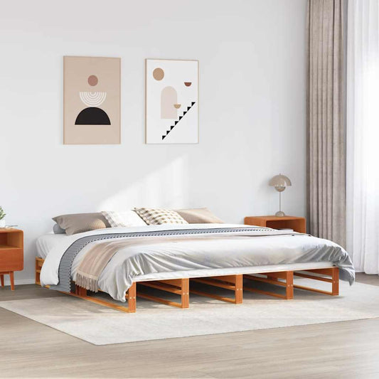 Letto senza Materasso Marrone Cera 180x200 cm in Legno di Pino
