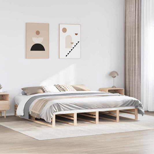 Letto senza Materasso 200x200 cm in Legno Massello di Pino - homemem39