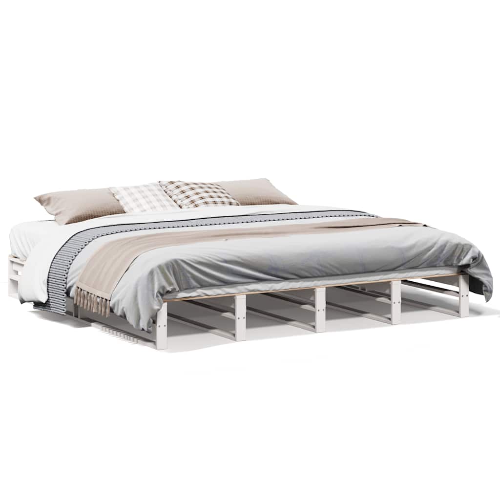 Giroletto senza Materasso Bianco 200x200 cm Legno Massello Pino | homemem39