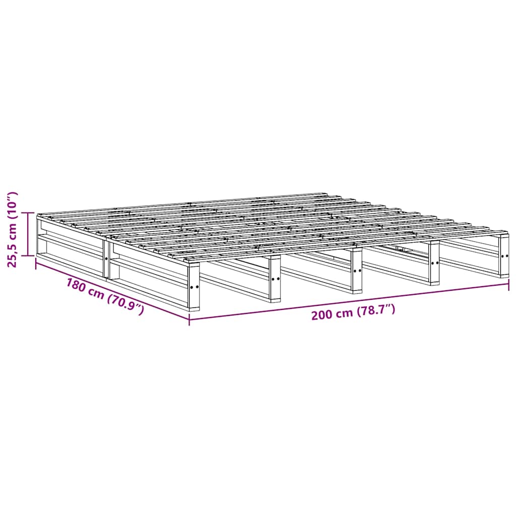 Giroletto senza Materasso Bianco 200x200 cm Legno Massello Pino | homemem39