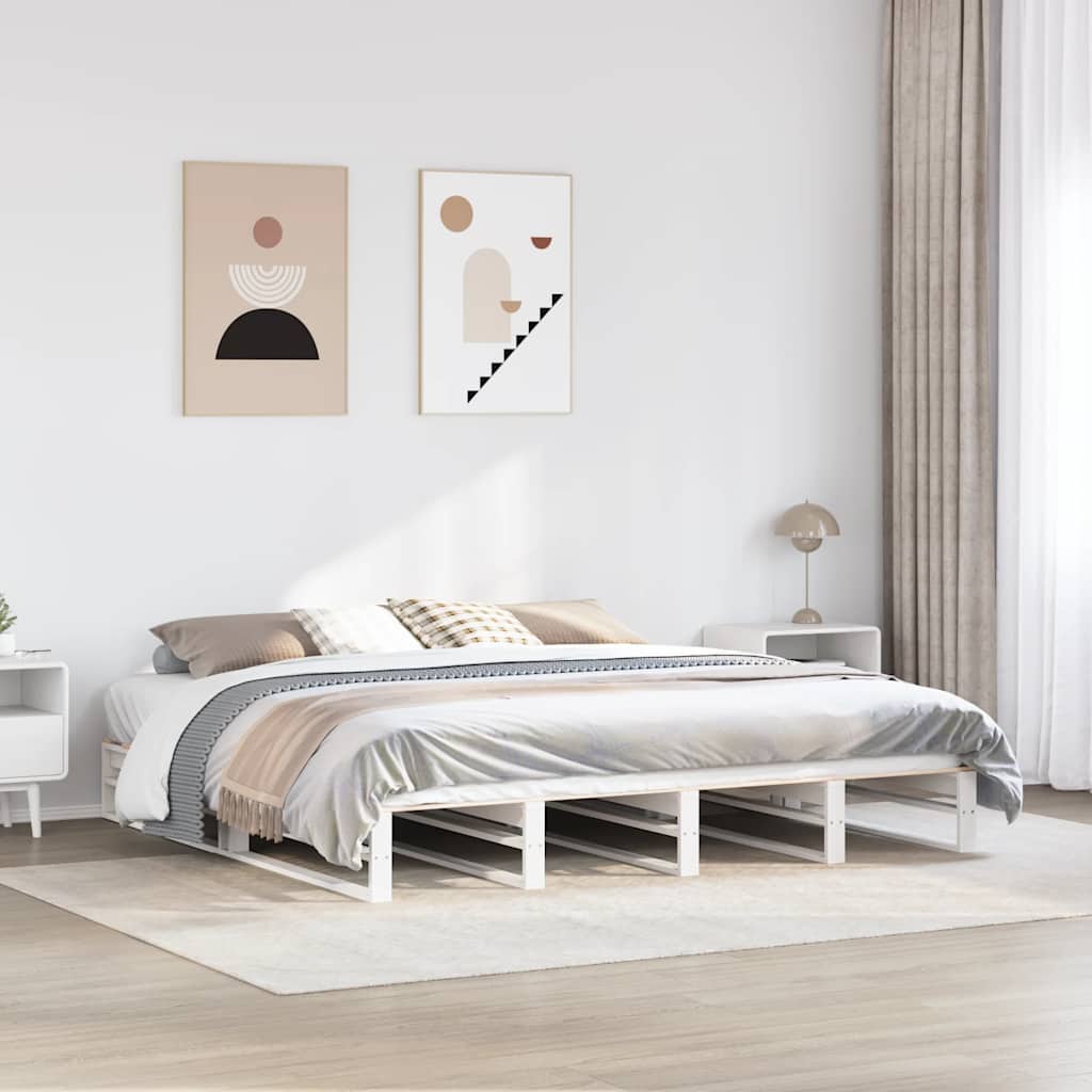 Giroletto senza Materasso Bianco 200x200 cm Legno Massello Pino | homemem39
