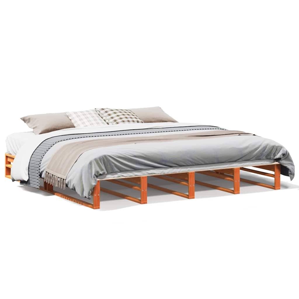 Letto senza Materasso Marrone Cera 200x200 cm in Legno di Pino | homemem39