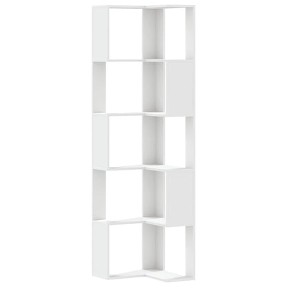 Libreria Angolare 5Ripiani Bianca 50x50x179cm Legno Multistrato | homemem39