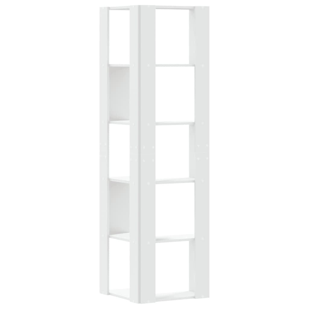 Libreria Angolare 5Ripiani Bianca 50x50x179cm Legno Multistrato | homemem39