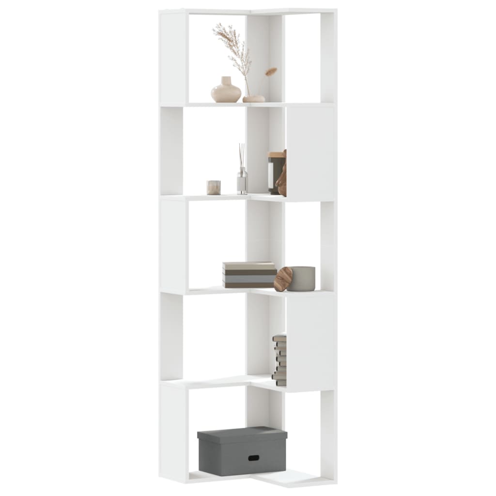 Libreria Angolare 5Ripiani Bianca 50x50x179cm Legno Multistrato | homemem39