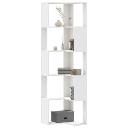 Libreria Angolare 5Ripiani Bianca 50x50x179cm Legno Multistrato | homemem39