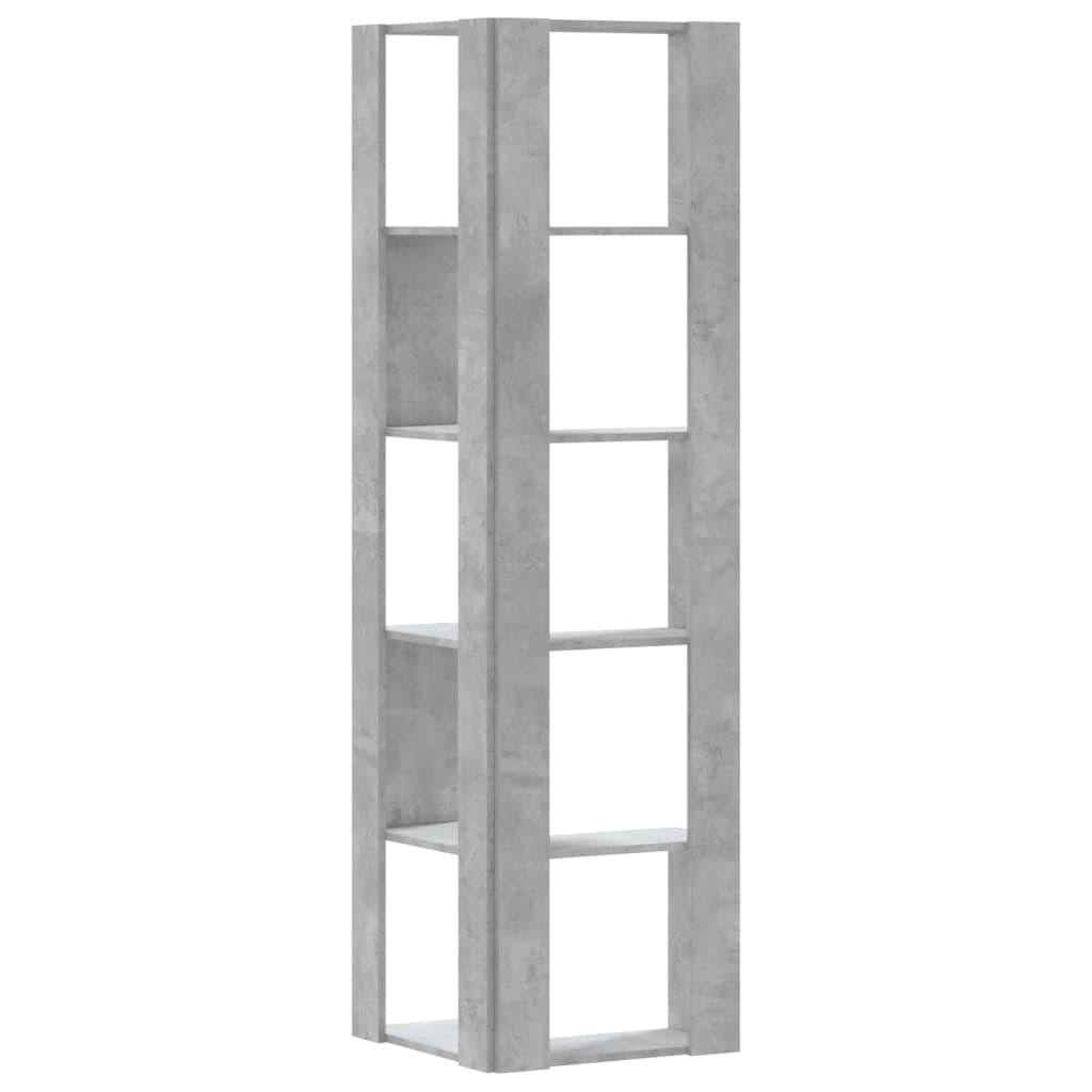 Libreria Angolare 5Ripiani Grigio Cemento 50x50x179 cm Legno | homemem39