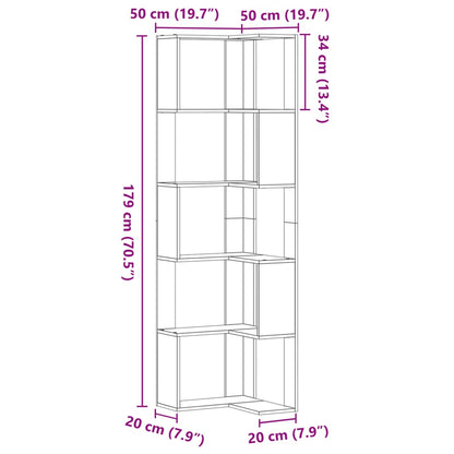Libreria Angolare 5Ripiani Grigio Sonoma 50x50x179 cm Legno | homemem39