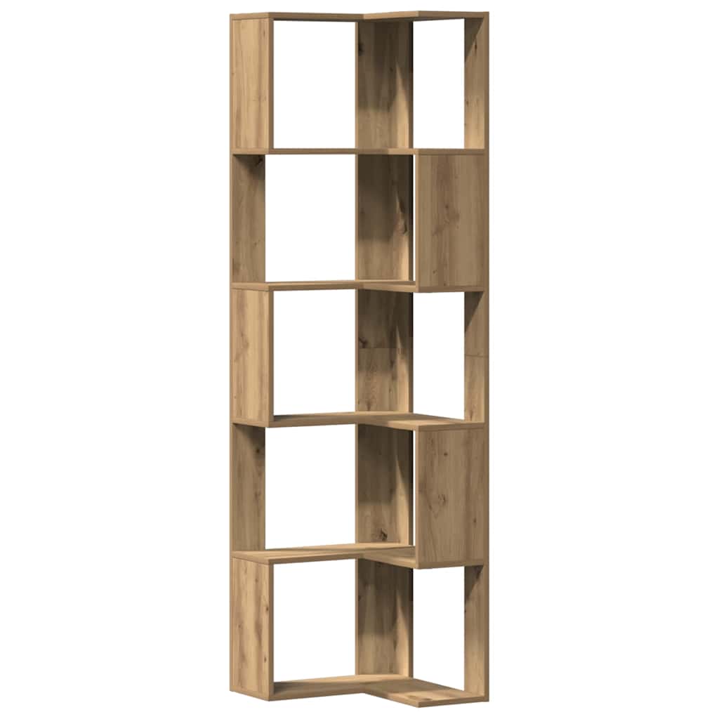 Libreria Angolare 5Ripiani Rovere Artigianale 50x50x179cm Legno | homemem39