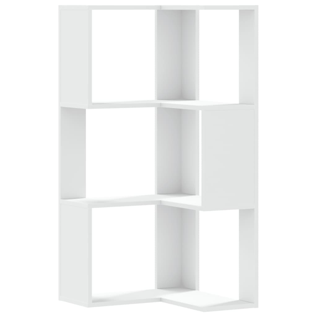 Libreria Angolare 3Ripiani Bianca 50x50x102cm Legno Multistrato | homemem39