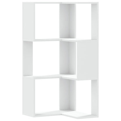 Libreria Angolare 3Ripiani Bianca 50x50x102cm Legno Multistrato | homemem39