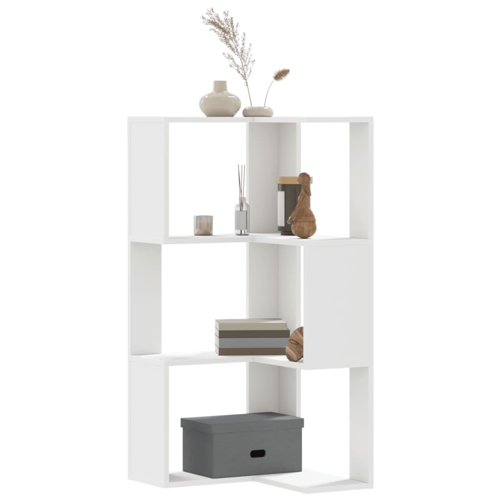 Libreria Angolare 3Ripiani Bianca 50x50x102cm Legno Multistrato | homemem39