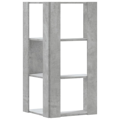 Libreria Angolare 3 Ripiani Grigio Cemento 50x50x102 cm Legno