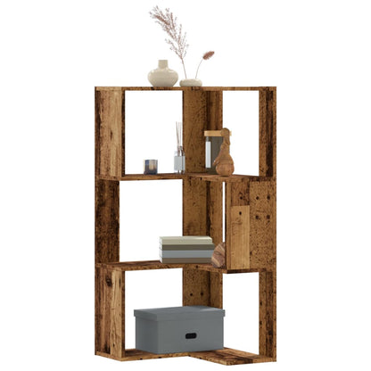 Libreria Angolare 3 Ripiani Legno Vecchio 50x50x102 cm Legno | homemem39