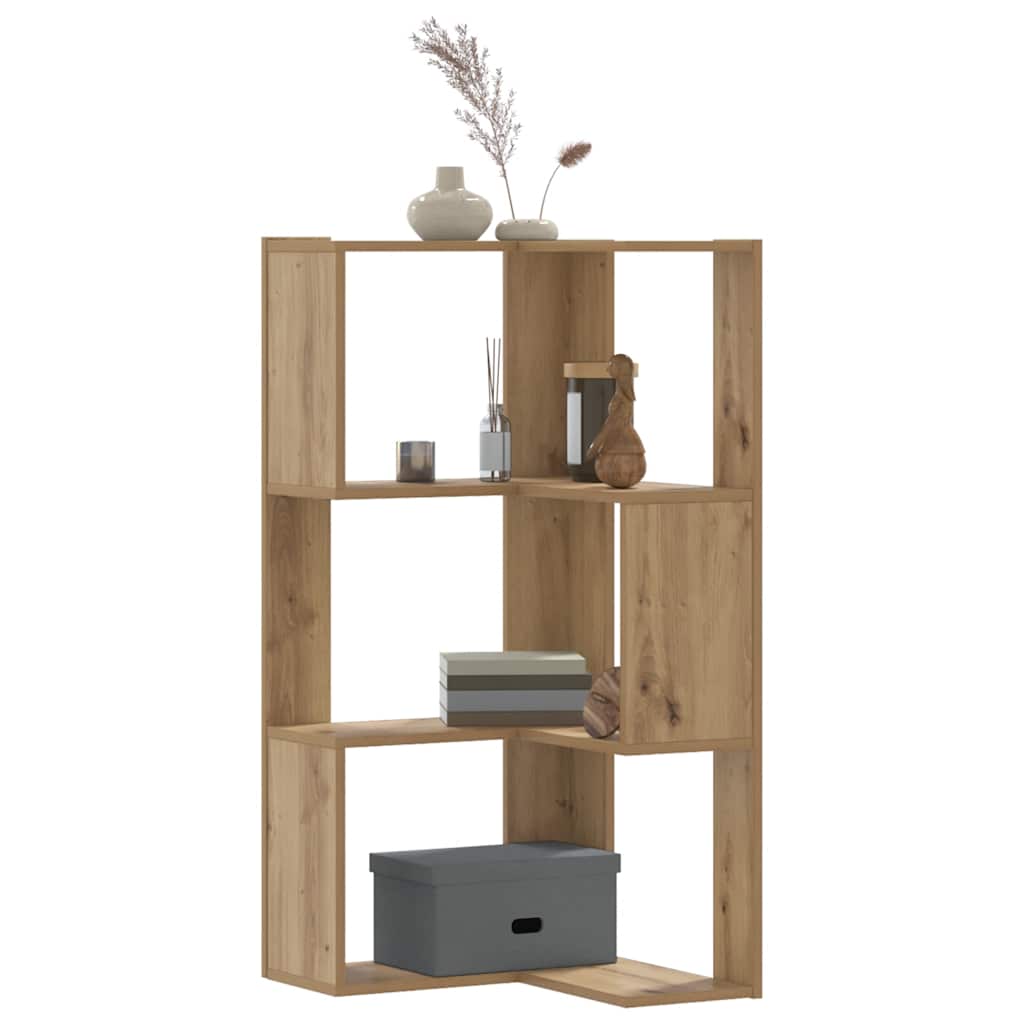 Libreria Angolare 3Ripiani Rovere Artigianale 50x50x102cm Legno | homemem39