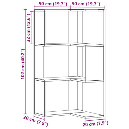 Libreria Angolare 3Ripiani Rovere Artigianale 50x50x102cm Legno | homemem39