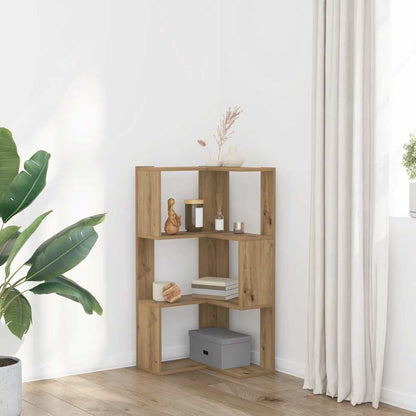 Libreria Angolare 3Ripiani Rovere Artigianale 50x50x102cm Legno