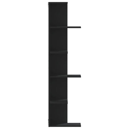 Scaffale Angolare Muro Nero 36,5x36,5x140 cm Legno Multistrato | homemem39