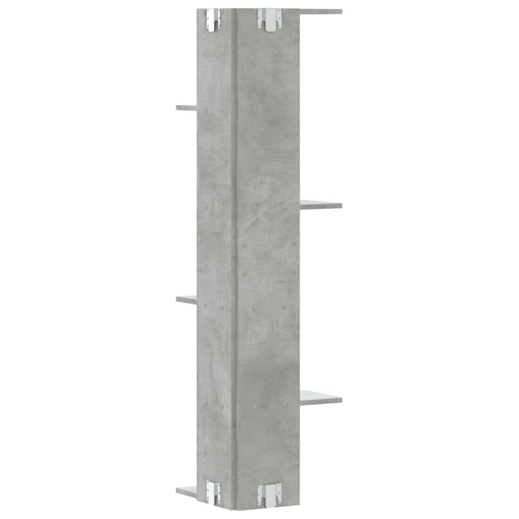 Scaffale Angolare Muro Grigio Cemento 36,5x36,5x140 cm Legno | homemem39