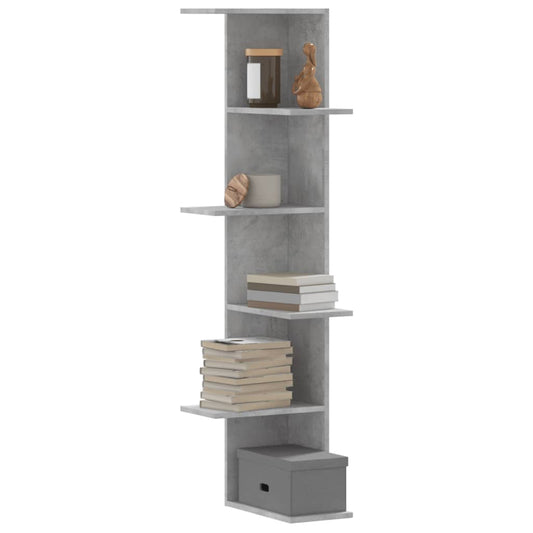 Scaffale Angolare Muro Grigio Cemento 36,5x36,5x140 cm Legno | homemem39