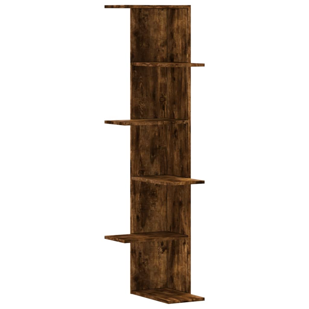 Scaffale Angolare Muro Rovere Fumo 36,5x36,5x140cm Multistrato | homemem39