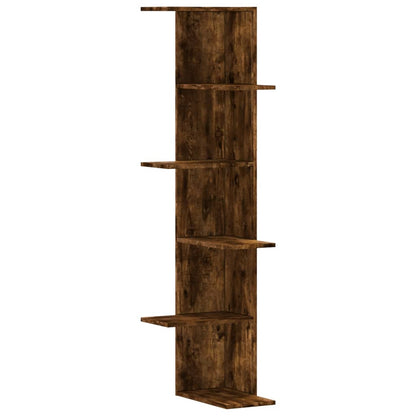 Scaffale Angolare Muro Rovere Fumo 36,5x36,5x140cm Multistrato | homemem39