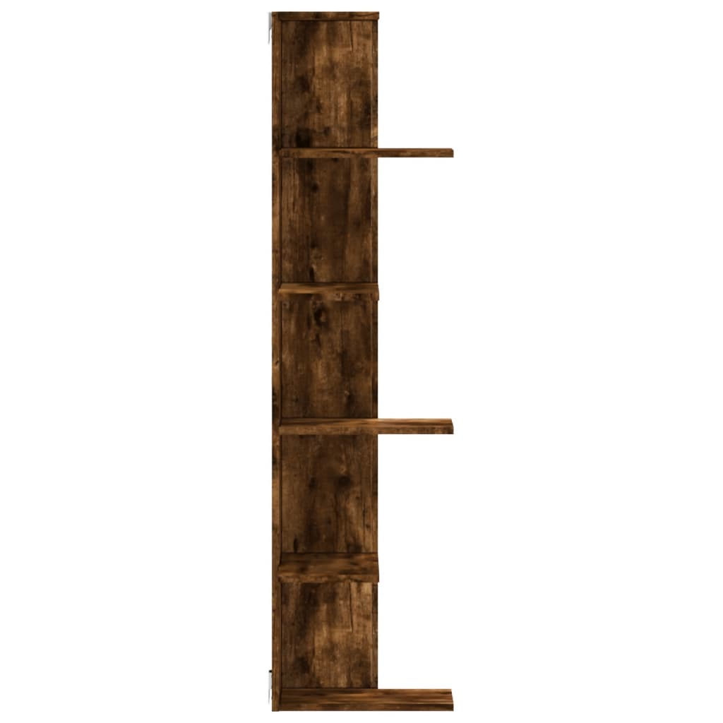 Scaffale Angolare Muro Rovere Fumo 36,5x36,5x140cm Multistrato | homemem39