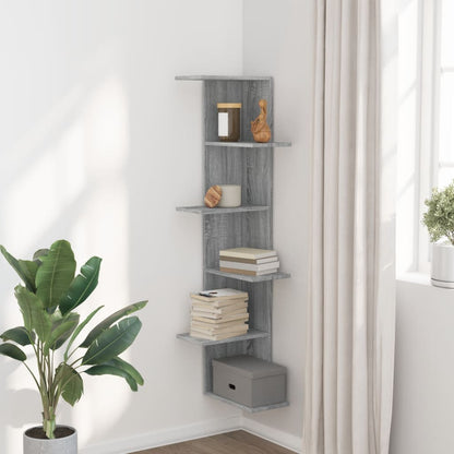 Scaffale Angolare Muro Grigio Sonoma 36,5x36,5x140 cm Legno | homemem39