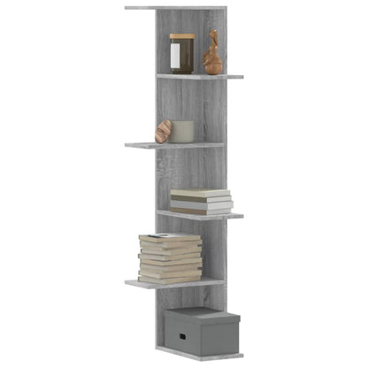 Scaffale Angolare Muro Grigio Sonoma 36,5x36,5x140 cm Legno | homemem39