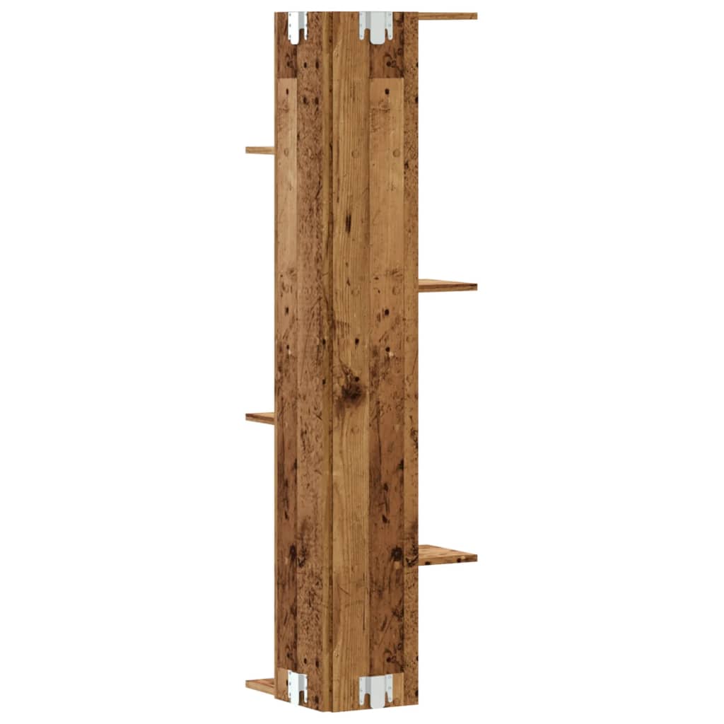 Scaffale Angolare Muro Legno Antico 36,5x36,5x140cm Multistrato | homemem39