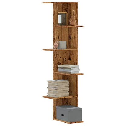 Scaffale Angolare Muro Legno Antico 36,5x36,5x140cm Multistrato | homemem39