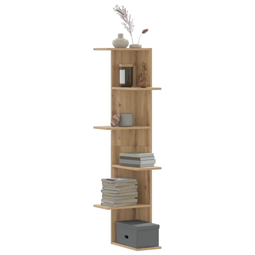 Scaffale Angolare Muro Rovere Artigianale 36,5x36,5x140cm Legno | homemem39