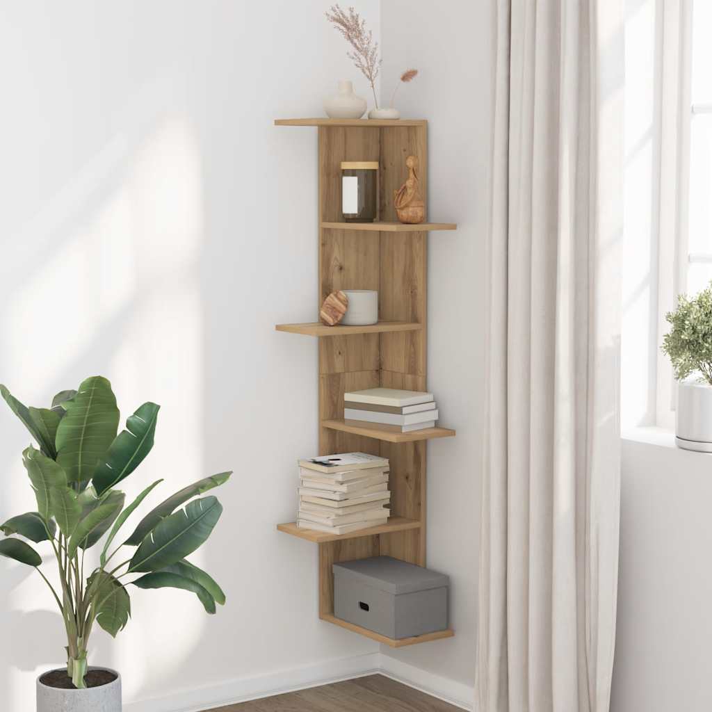 Scaffale Angolare Muro Rovere Artigianale 36,5x36,5x140cm Legno | homemem39
