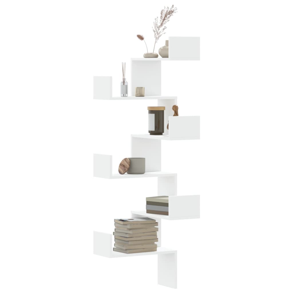 Scaffale Angolare Muro Bianco 45x45x147 cm Legno Multistrato | homemem39