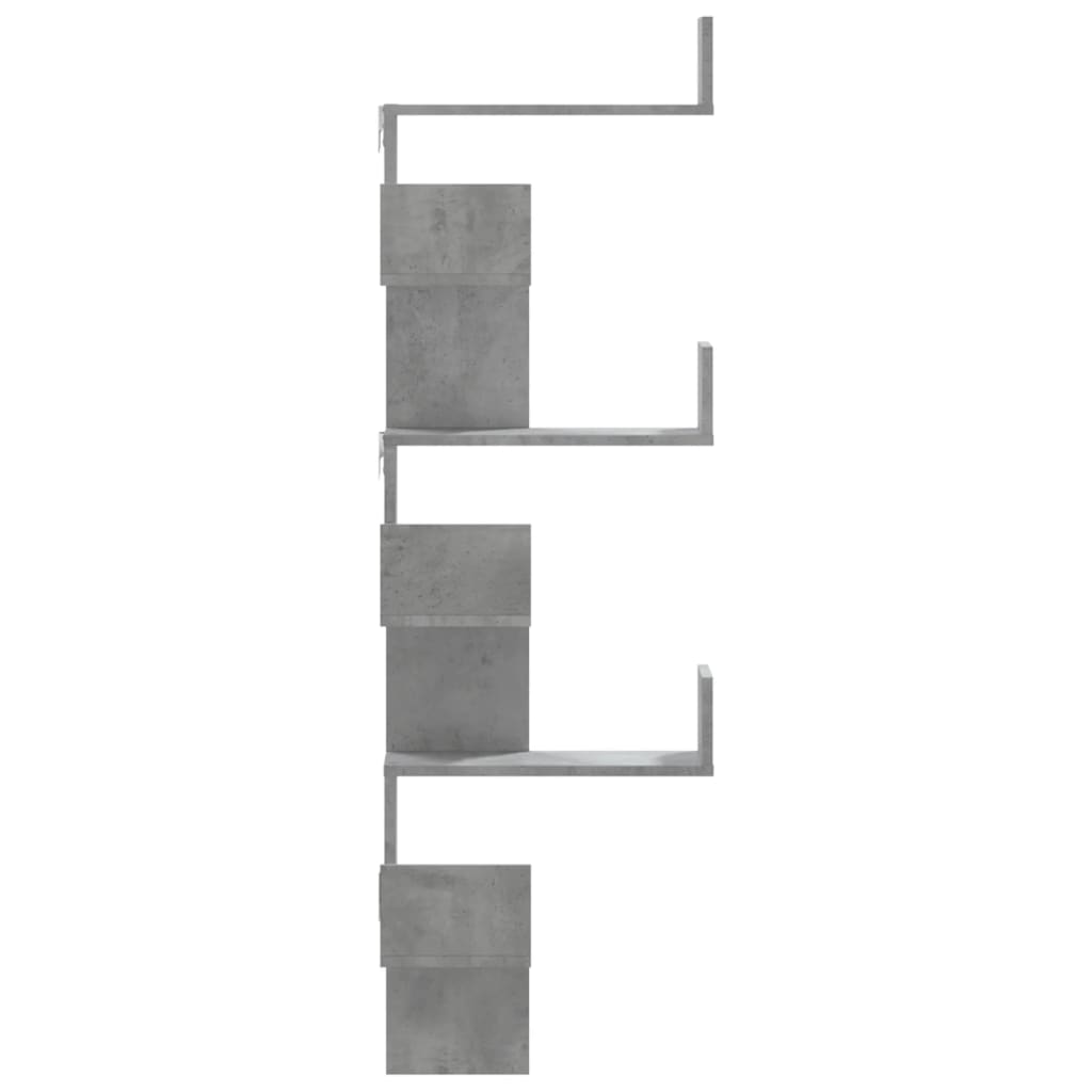 Scaffale Angolare a Muro Grigio Cemento 45x45x147cm Multistrato | homemem39