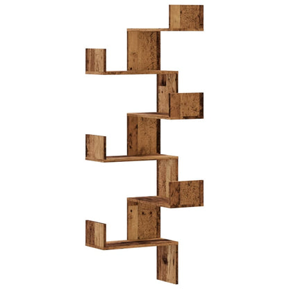 Scaffale Angolare Muro Legno Antico 45x45x147 cm Multistrato | homemem39