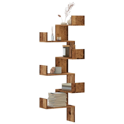 Scaffale Angolare Muro Legno Antico 45x45x147 cm Multistrato | homemem39