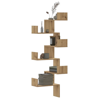 Scaffale Angolare Muro Rovere Artigianale 45x45x147 cm Legno | homemem39