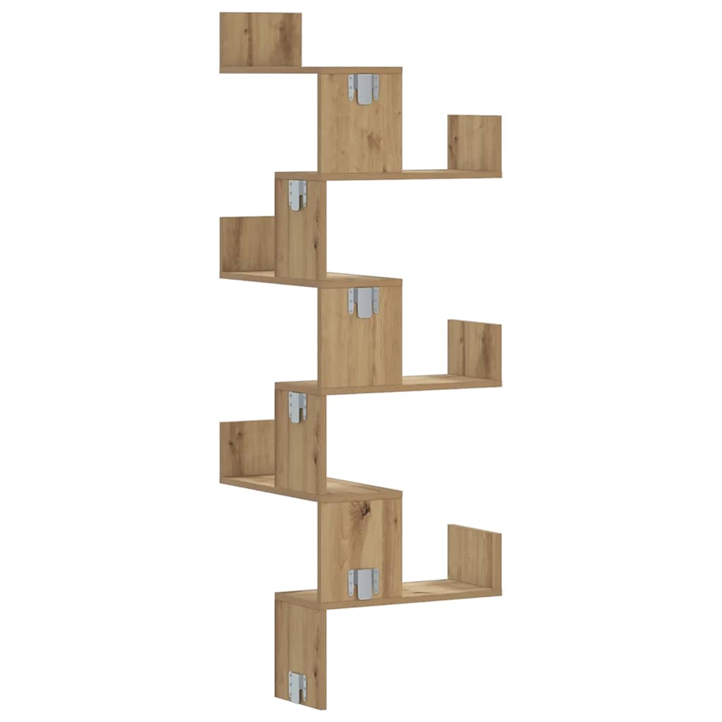 Scaffale Angolare Muro Rovere Artigianale 45x45x147 cm Legno | homemem39