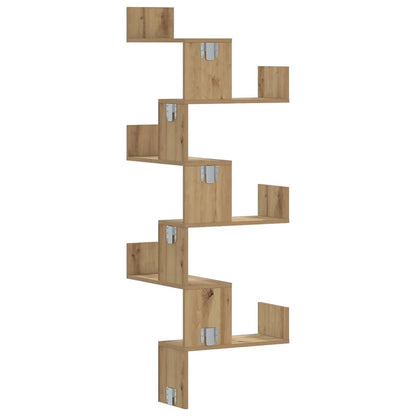 Scaffale Angolare Muro Rovere Artigianale 45x45x147 cm Legno | homemem39