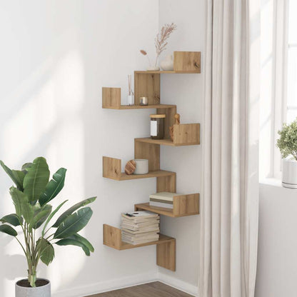 Scaffale Angolare Muro Rovere Artigianale 45x45x147 cm Legno | homemem39