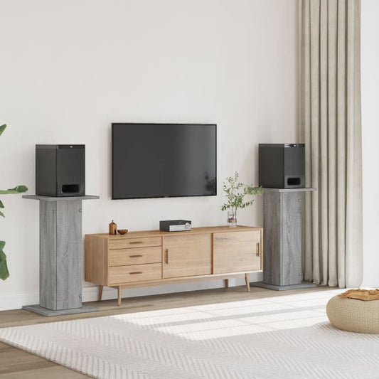Supporti Altoparlanti 2 pz Grigio 30x30x80 cm in Multistrato - homemem39