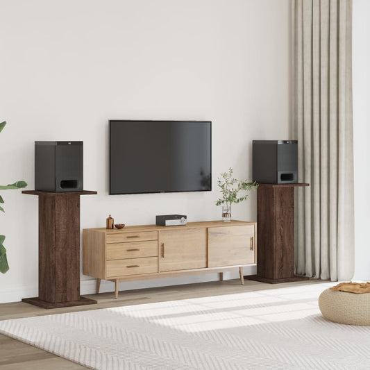 Supporti Altoparlanti 2 pz Marrone 30x30x80cm Legno Multistrato - homemem39