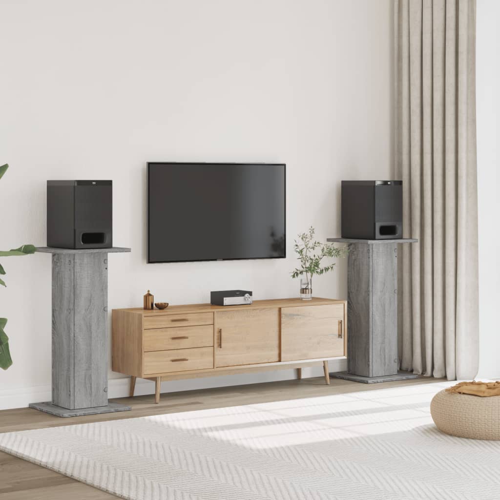 Supporti Altoparlanti 2 pz Grigio 30x30x95 cm in Multistrato - homemem39