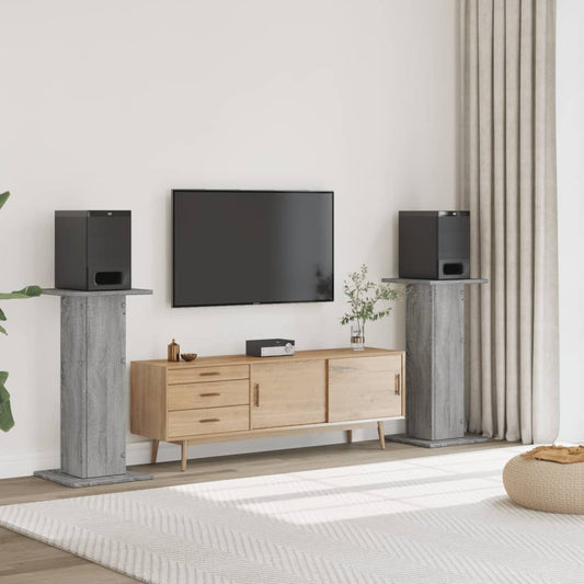 Supporti Altoparlanti 2 pz Grigio 30x30x95 cm in Multistrato - homemem39