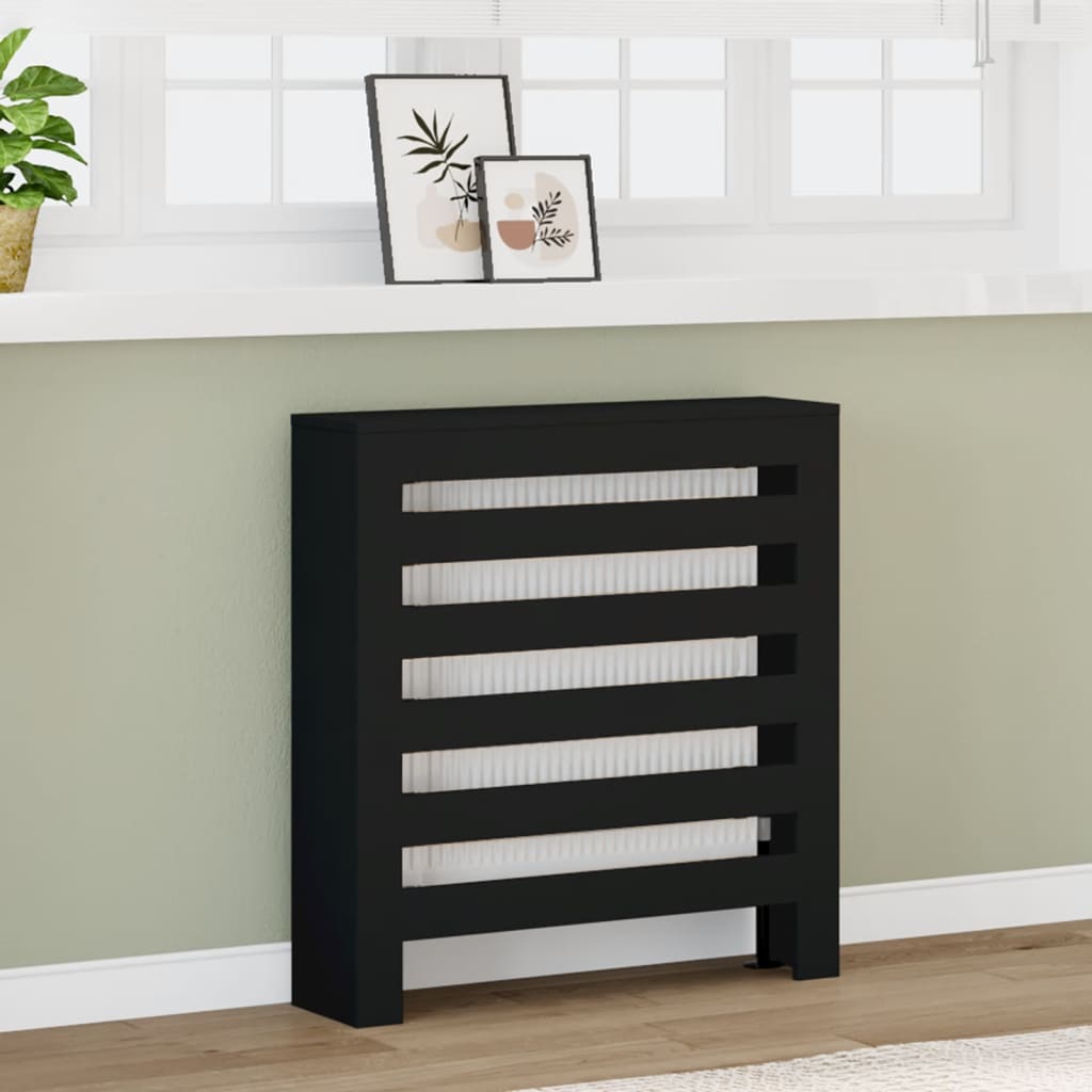 Copertura Termosifone Nera 78x20x82 cm Legno Multistrato - homemem39