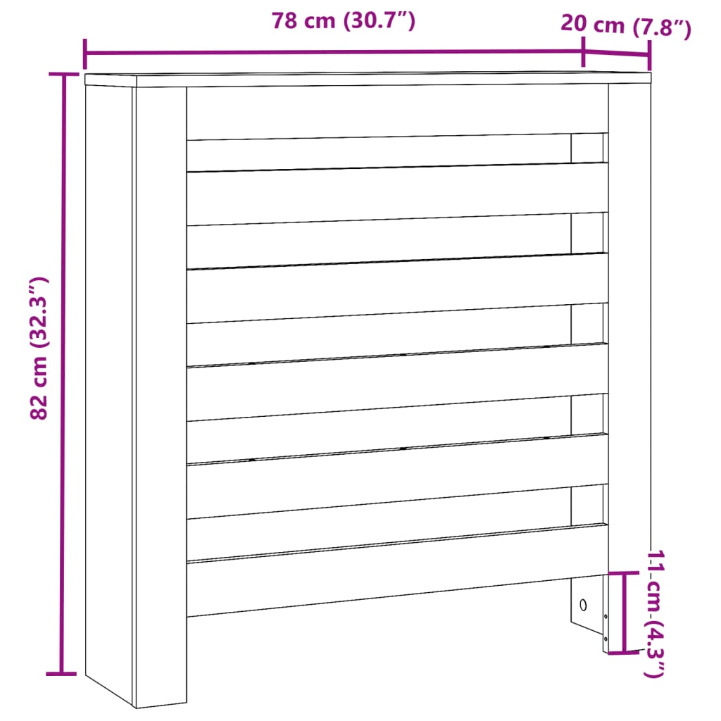 Copertura Termosifone Grigio Cemento 78x20x82 Legno Multistrato